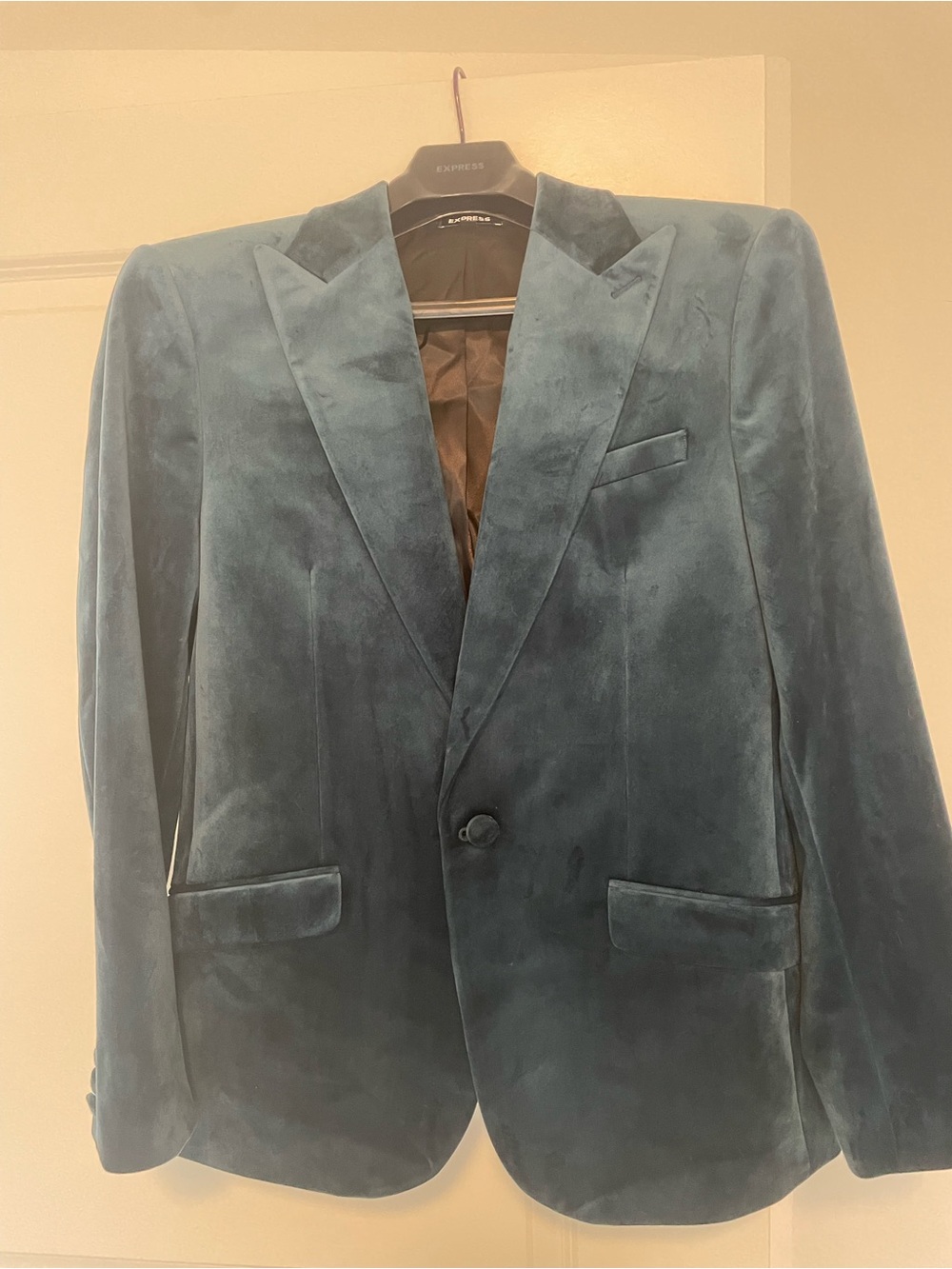 Express Teal Velvet Single-Button Blazer/Tux